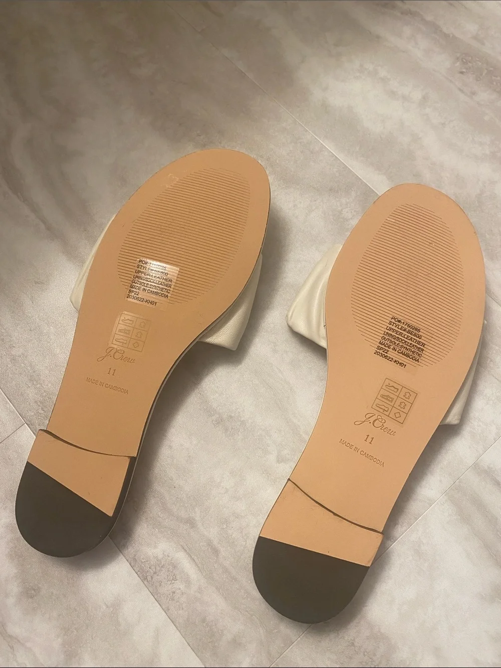 NWOT J. Crew Cream Ruched Slide Sandals